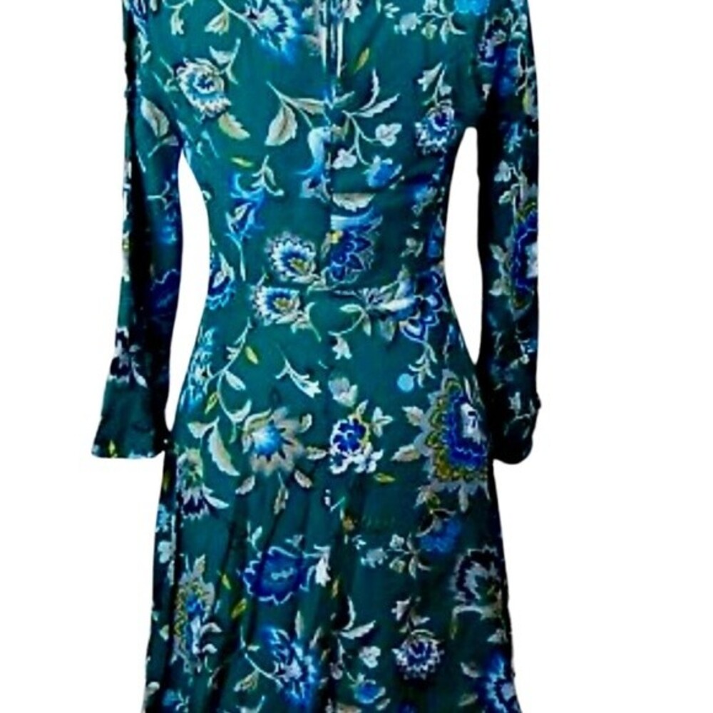 Old Navy long bell sleeve green and blue floral dress size 12 - Picture 3 of 5